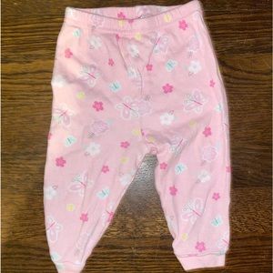 Pink floral baby pants w/ butterflies